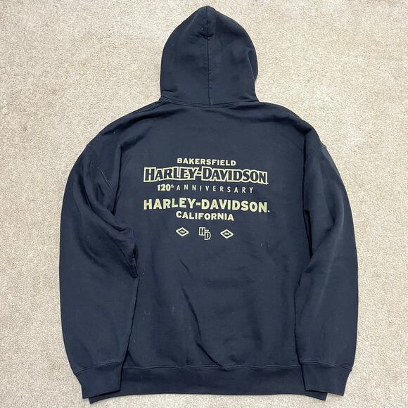 Harley Davidson 120th Anniversary Black w/ Red Hoodie Sweatshirt Large - Picture 2 of 7